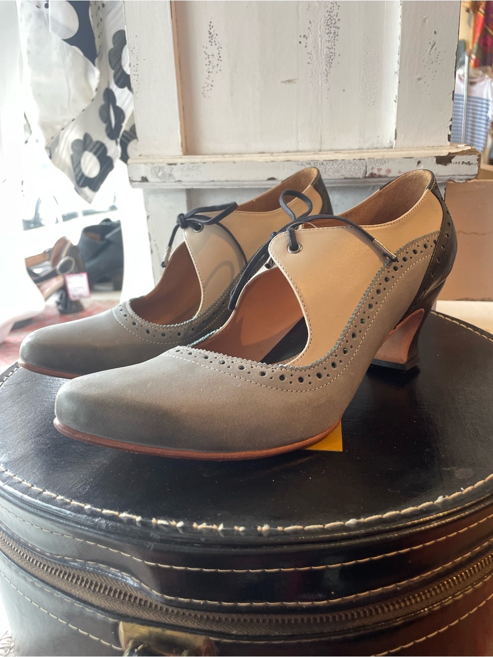 John Fluevog “Wonders Lyra” colorblock heels